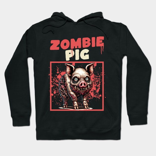 Zombie Pig funny Hoodie by woormle